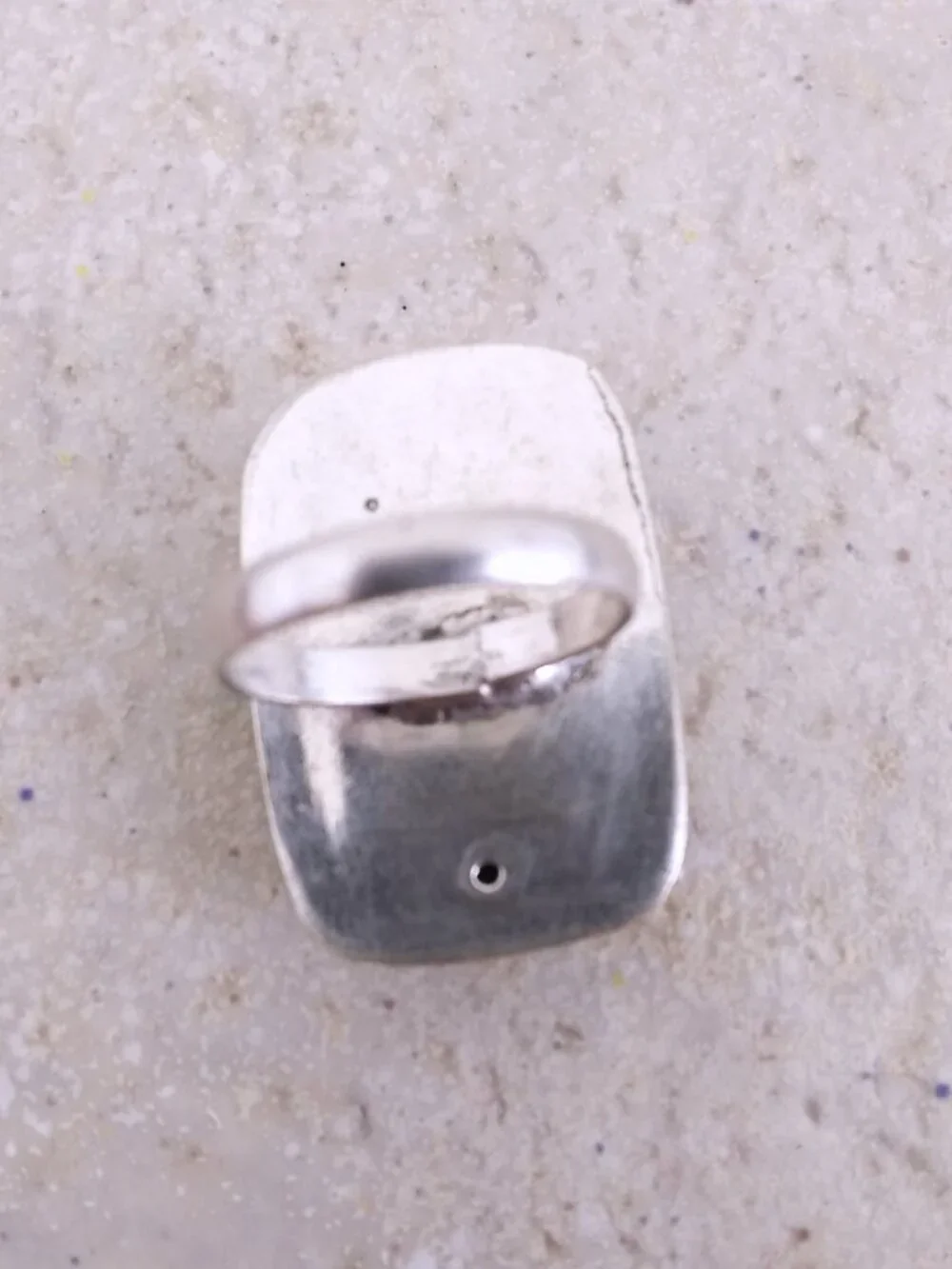 Sz 4.25 ~ Dendritic Jasper Ring - Dainty Hands - Punk Grunge Monochromatic